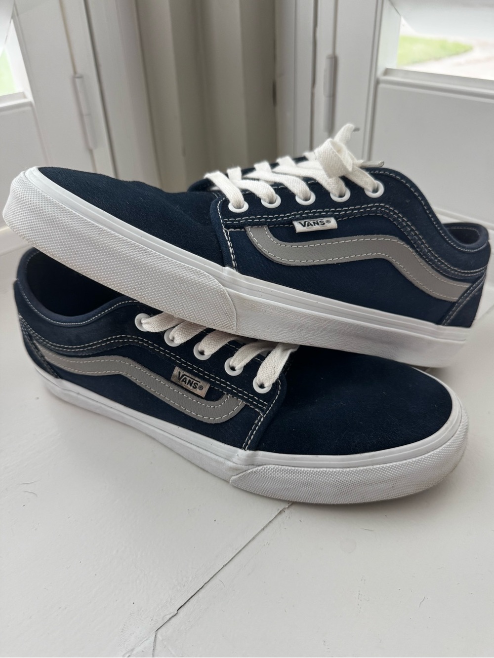Vans Navy and White Old Skool Low-Top Sneakers